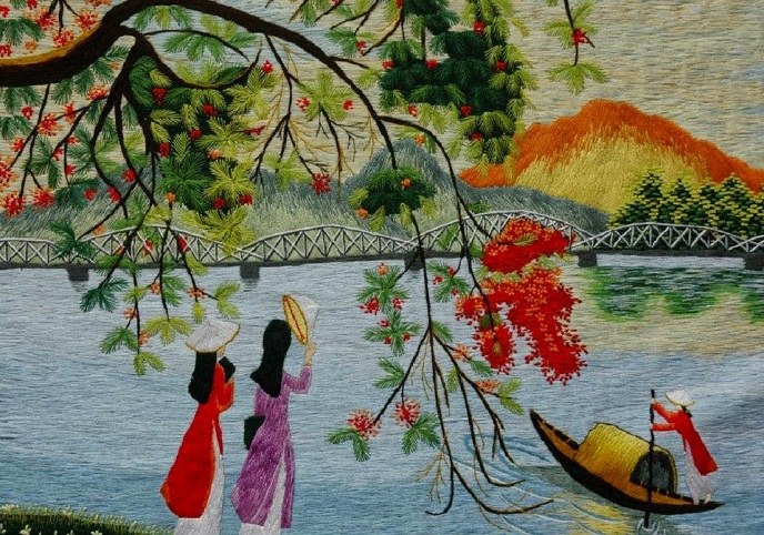 tranh thêu tay tặng thầy cô