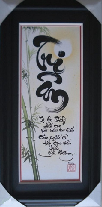 Tranh thêu tay chữ Tri Ân