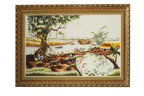 tranh thêu đồng quê - tranh thêu tnc