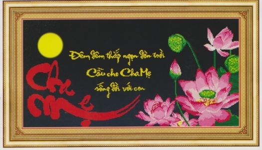 Tranh thêu tay chữ Cha Mẹ