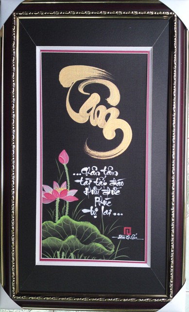 Tranh thêu chữ tâm tnc03