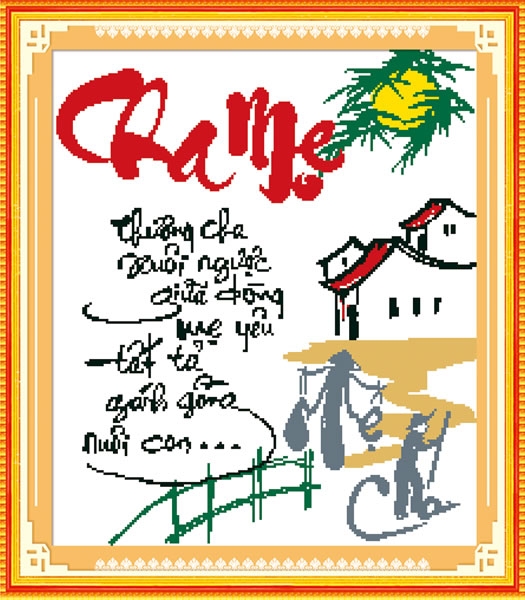 Tranh Thêu Cha Mẹ tnc08