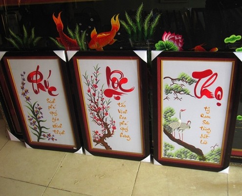 tranh thêu chữ phúc lộc thọ