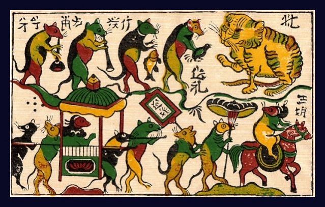 tranh thêu đám cưới chuột